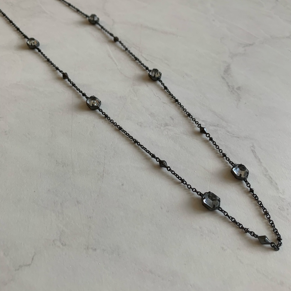 Kendra Scott Gunmetal and Smoky Gray Long Necklace